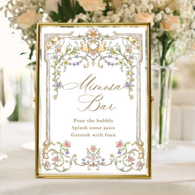 Ornate Victorian Grace Floral Mimosa Bar Sign (Creator Uploaded)