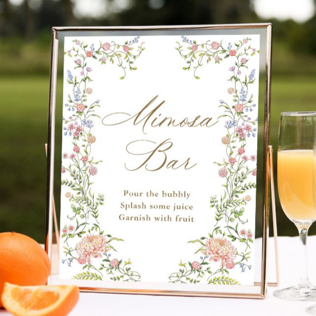 Ornate Victorian Grace Floral Mimosa Bar Sign (Creator Uploaded)