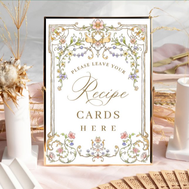 Ornate Victorian Grace Floral Recipe Cards Sign (Creator Uploaded)