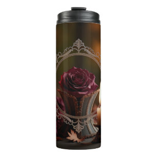 Ornate Victorian Mirror Purple Rose Candlelight Thermal Tumbler