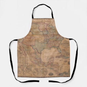 Ornate Victorian US Map on Aged Parchment Apron