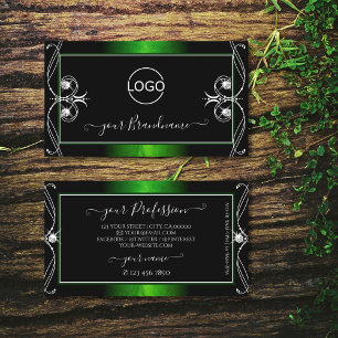 Ornate Vintage Black Green Sparkle Jewels Add Logo Business Card