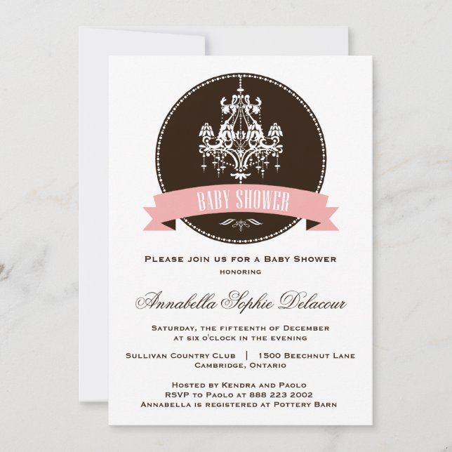 Ornate Vintage Chandelier Baby Shower Invitation (Front)