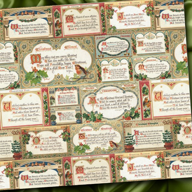 Ornate Vintage Christmas Greetings Collage Tissue Paper (Creator Uploaded)