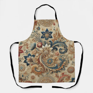 Ornate Vintage Floral Brocade Pattern 2 Apron