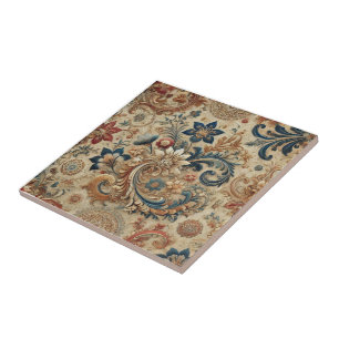Ornate Vintage Floral Brocade Pattern 2 Tile