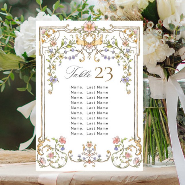 Ornate Vintage Frame Bohemian Seating Chart Card (Creator Uploaded)