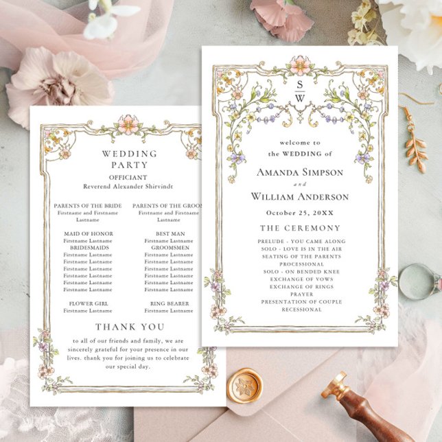 Ornate Vintage Frame Boho Wedding Ceremony Program (Creator Uploaded)