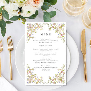Ornate Vintage Frame Boho Wedding Dinner Menu