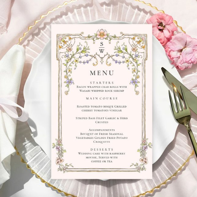 Ornate Vintage Frame Boho Wedding Dinner Menu (Creator Uploaded)