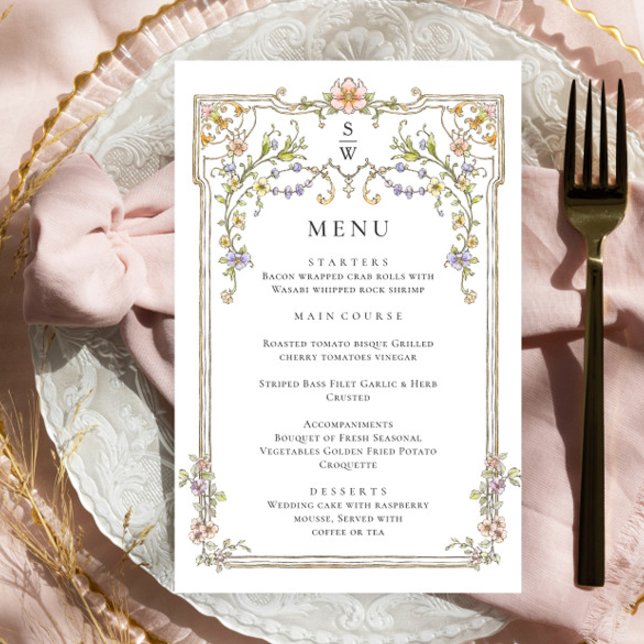 Ornate Vintage Frame Boho Wedding Dinner Menu (Creator Uploaded)