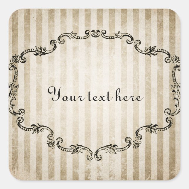 Ornate Vintage Frame Customisable Square Sticker (Front)