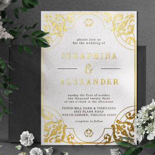 Ornate Vintage Frame   Gold and White Wedding Real
