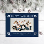 Ornate Vintage Motif Hanukkah Photo Navy<br><div class="desc">Vintage motif corners in real foil; choose from gold,  silver or rose gold; background colour is also editable</div>