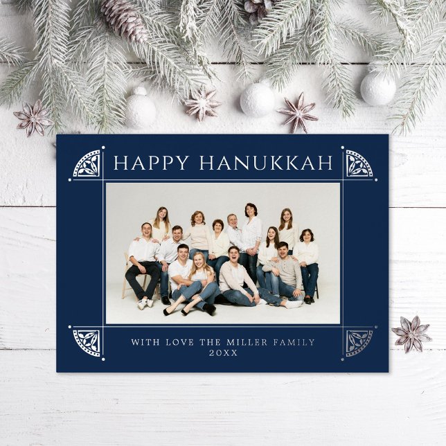 Ornate Vintage Motif Hanukkah Photo Navy (Creator Uploaded)