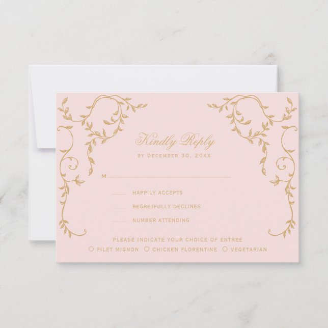 Ornate Vintage Pink Paris RSVP Card (Front)