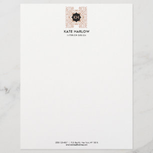 Ornate Vintage Rose Gold Monogram Frame Custom Letterhead