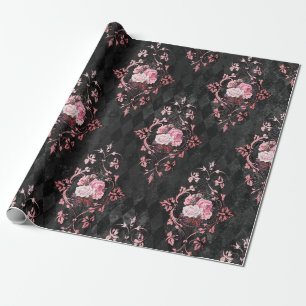 Ornate Vintage Rose Harlequin Pattern Wrapping Paper