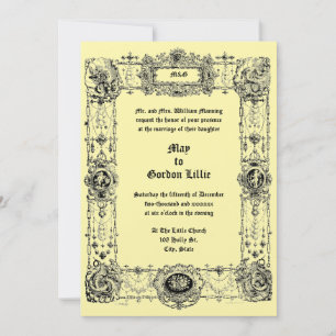 Ornate Vintage Victorian Era 1840 Border Wedding Invitation