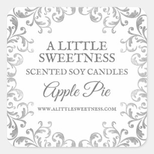 Ornate Vintage White And Silver Candle Labels