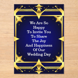 Ornate Wedding Gold Frame Acrylic Invitations