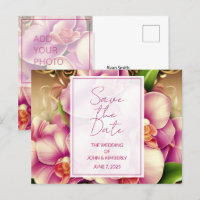 Ornate Wedding Photo QR Cd Save the Date Postcard