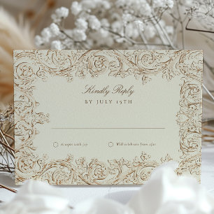 Ornate Wedding Scrollwork RSVP Card