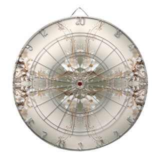 Ornate White Floral Dartboard