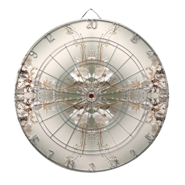 Ornate White Floral Dartboard (Front)