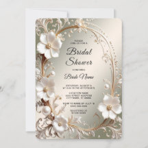 Ornate White Floral Frame Bridal Shower