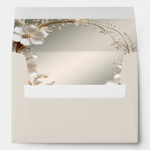 Ornate White Floral Frame Envelope