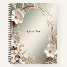 Ornate White Floral Frame Notebook