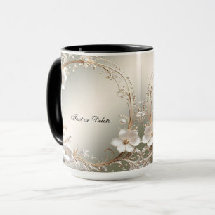 Ornate White Floral Mug