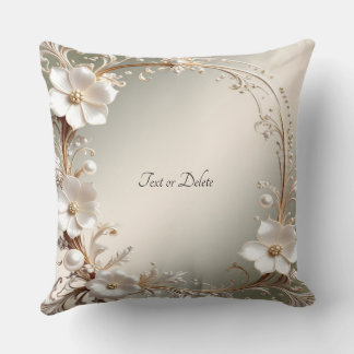 Ornate White Floral Throw Pillow