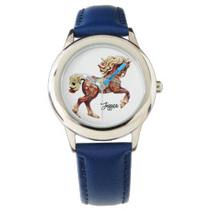 Ornate Wooden Carousel Horse Watch
