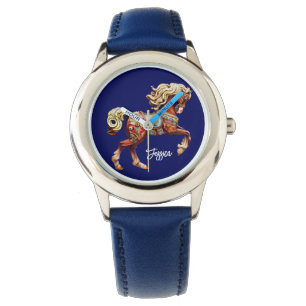 Ornate Wooden Carousel Horse Watch