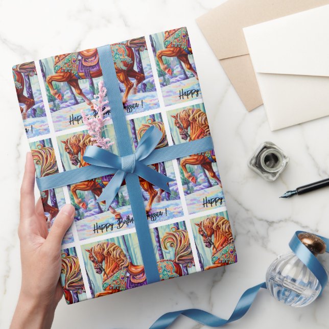 Ornate Wooden Carousel Horse Wrapping Paper (Gifting)