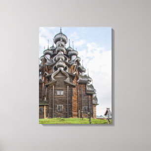 Ornate wooden church, Russia Canvas Print