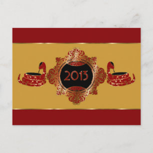Ornate Year of the Snake Chinese New Year Postcard