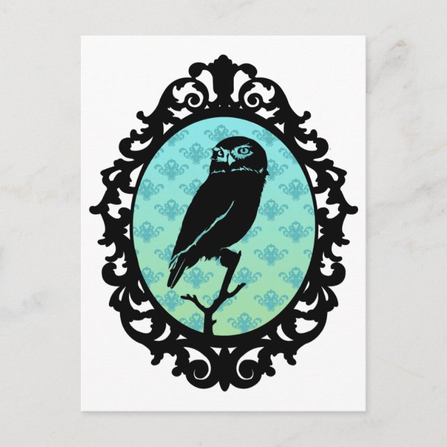 Ornated Framed Owl Postcard (Front)