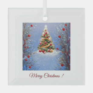 Ornement En Verre Sapin de noël décoré Glass Tree Decoration