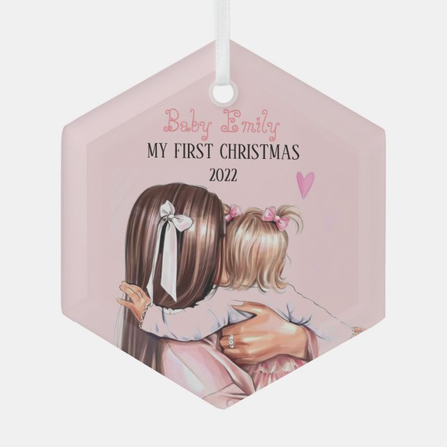 Ornement My baby girl 1st Christmas 2022 Glass Tree Decoration (Front)
