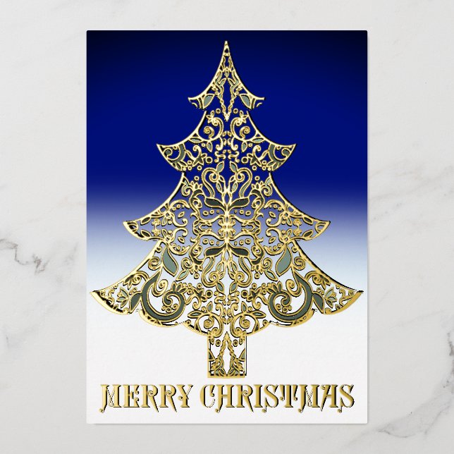 Ornemental Filigree Pattern Christmas Tree Gold (Front)