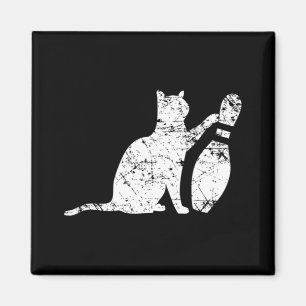 Ornery Alley Cat Tipping Bowling Pin Fun Team Gift Magnet