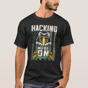 Ornithology Falcon Hacking Mode On US Flag Falcon  T-Shirt