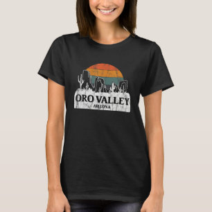 Oro Valley AZ Arizona Vintage sunset cactus mounta T-Shirt