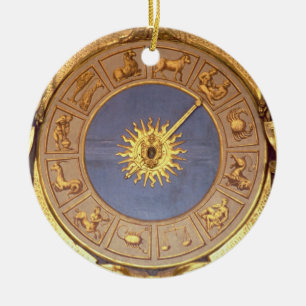Orologio Zodicale (Zodiac Clock) (fresco and gilde Ceramic Tree Decoration