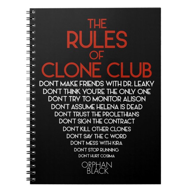 Orphan Black | The Rules of Clone Club Spiral Notebook (Front)