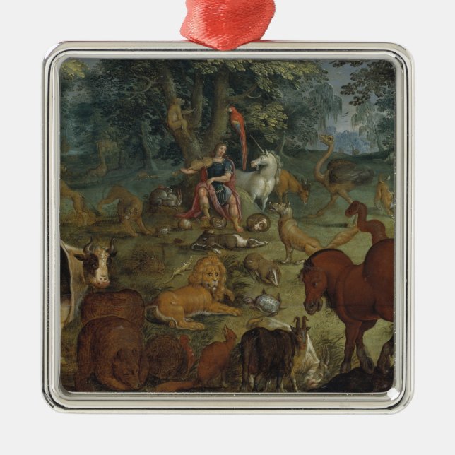 Orpheus Charming the Beasts (oil on panel) Metal Tree Decoration (Front)