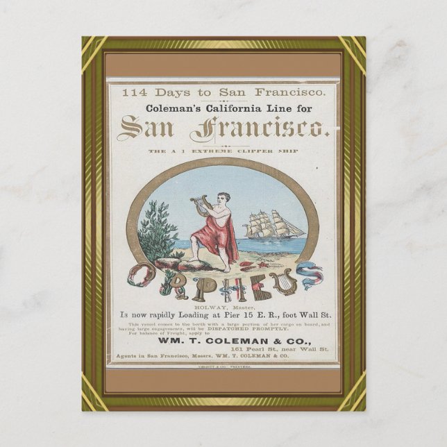 Orpheus Clipper Sailing  Postcard (Front)